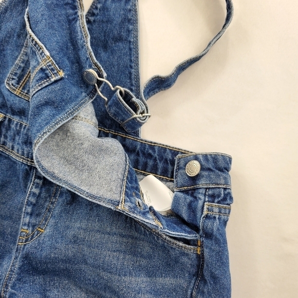 Levis Shortalls Blue Bib Shorts Girls 12R 29x4 Distressed Med Wash Cotton Denim - Picture 8 of 12